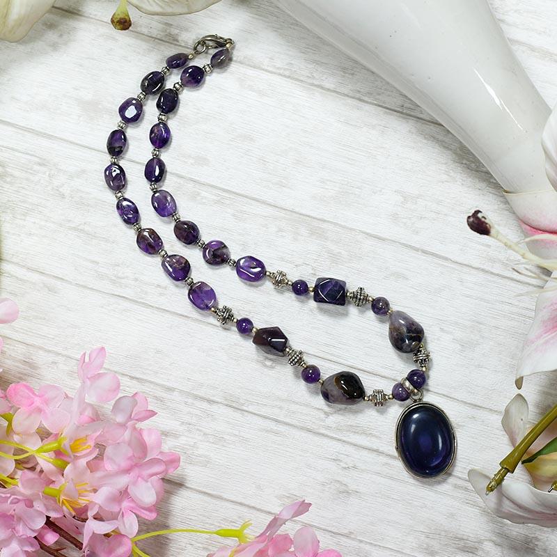 Amethyst Crystal Pendant Necklace