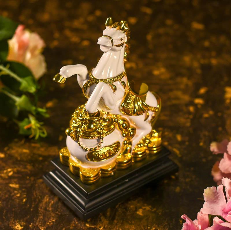 Antique Golden Horse Stepping On Money Bag