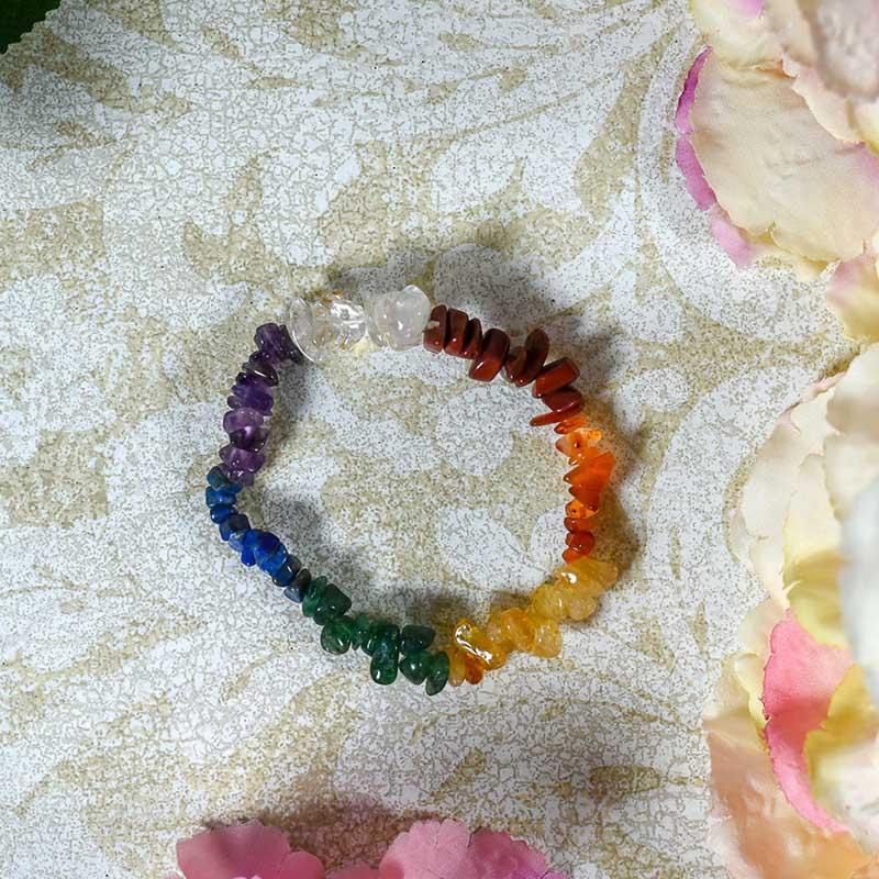 7 Chakra Natural Stone Chip Bracelet