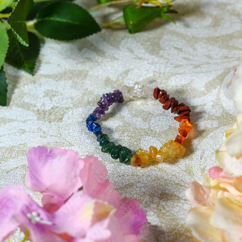 7 Chakra Natural Stone Chip Bracelet