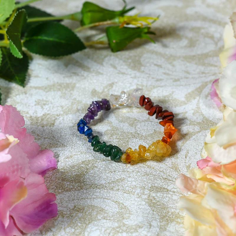 7 Chakra Natural Stone Chip Bracelet