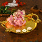Handcrafted Metal Hammered Round Tray with Handles