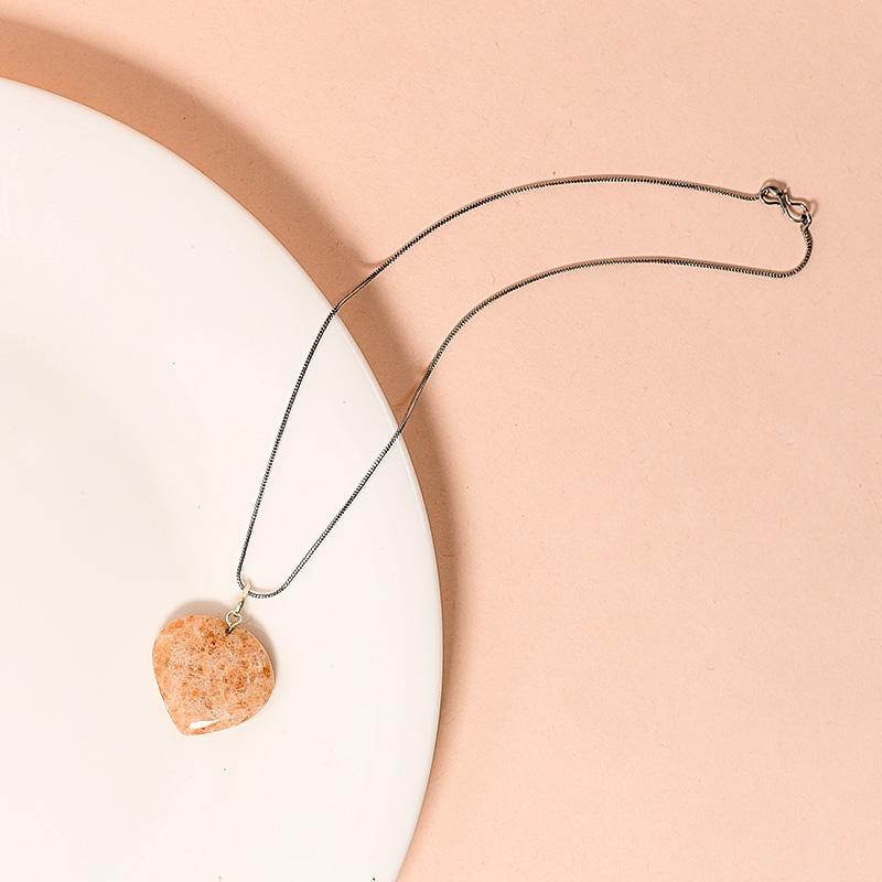 Sunstone Heart Pendant Necklace for Good Luck