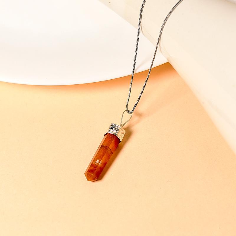Carnelian Pencil Pendant Necklace for Ambition