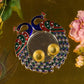 Pretty Minakari Peacock Pooja Platter with Two Bowls
