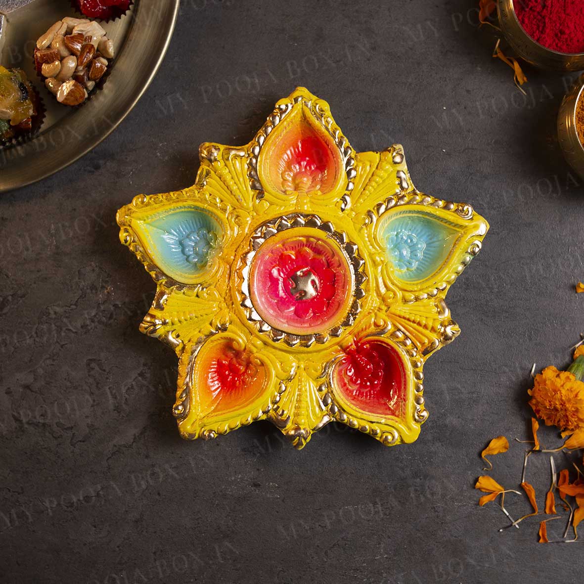 7INCH Eco Friendly Taara Panch Jyoti Diya