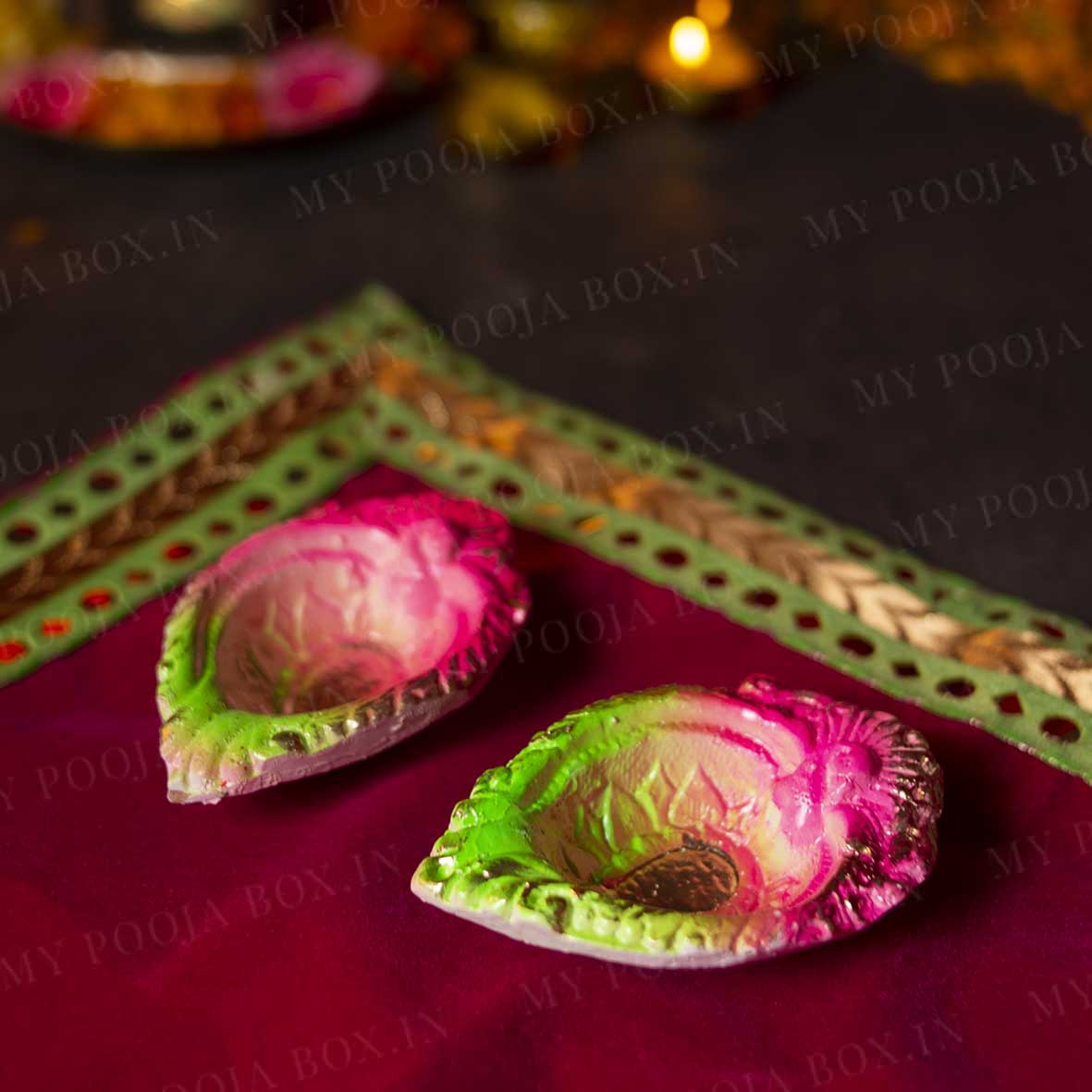 4INCH Eco Friendly Sparkling Diya (Set of 2)