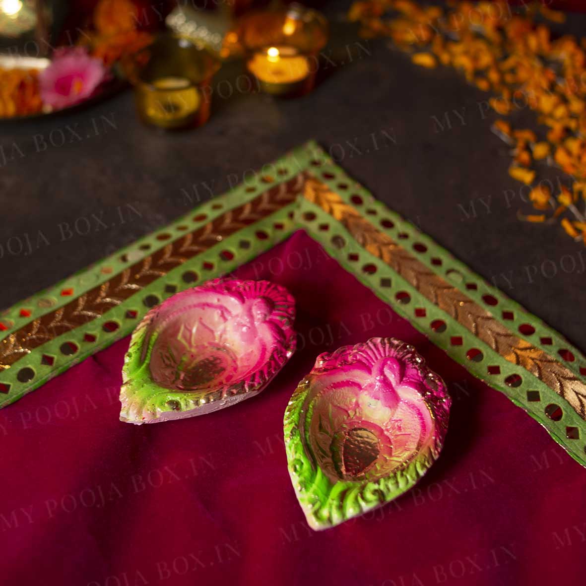 4INCH Eco Friendly Sparkling Diya (Set of 2)