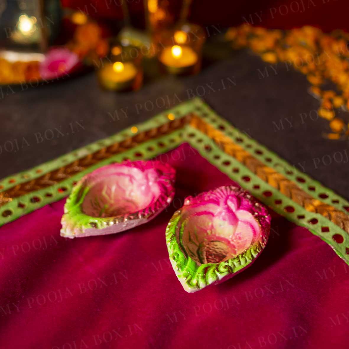 4INCH Eco Friendly Sparkling Diya (Set of 2)