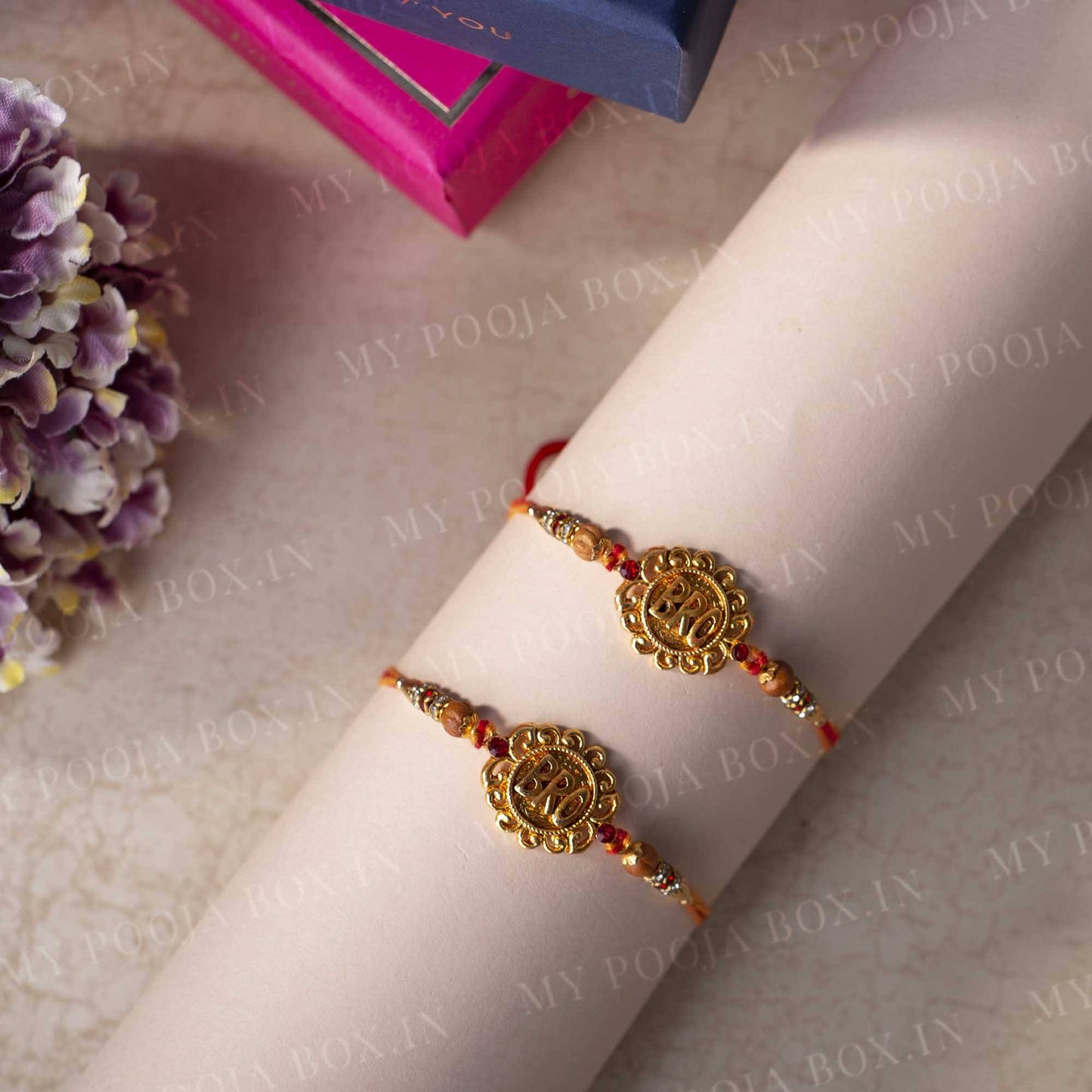 Golden "BRO" Rakhi (Set of 2)