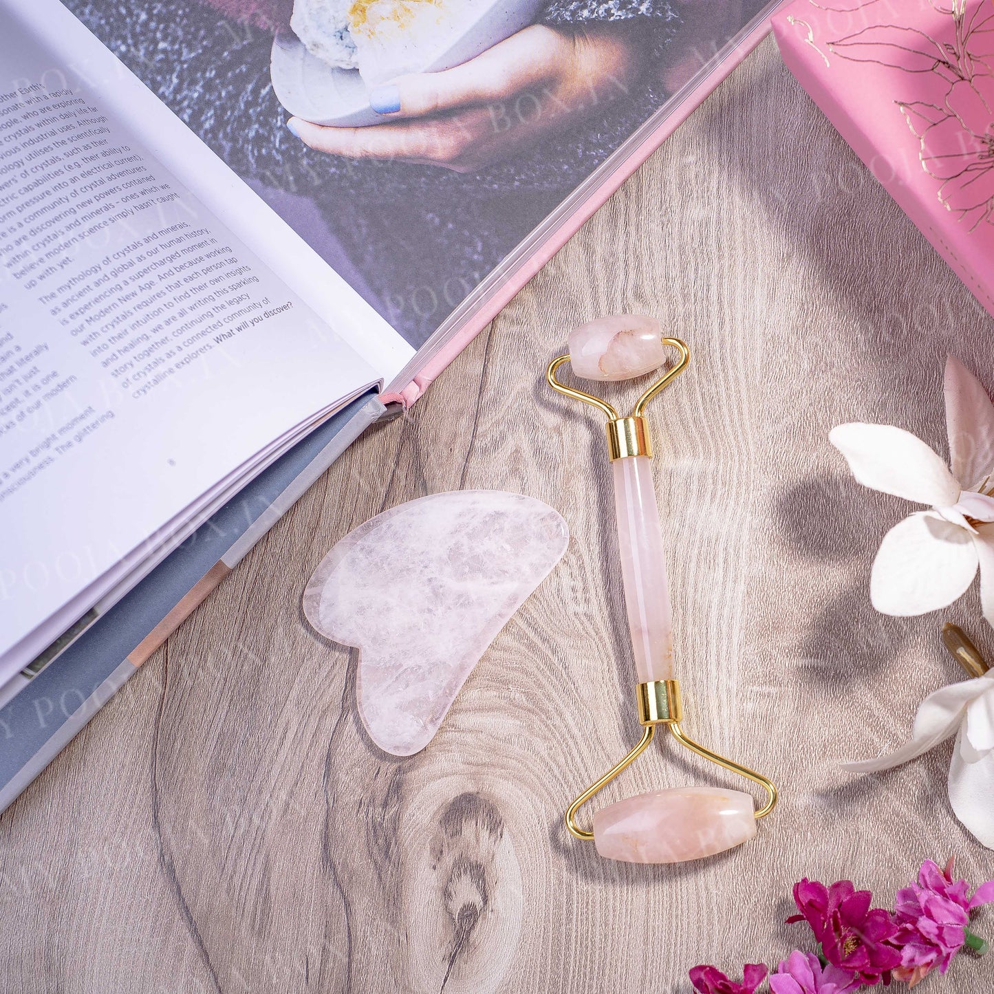 Rose Quartz Roller & Gua Sha Facial Combo