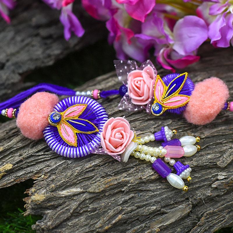 Purple Floral  Bhaiya Bhabhi Rakhi