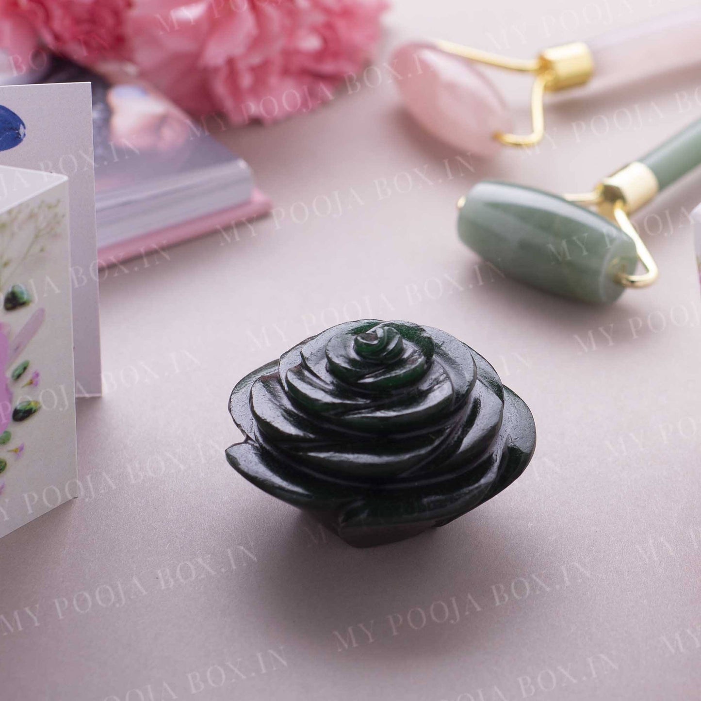 Green Aventurine Rose Showpiece