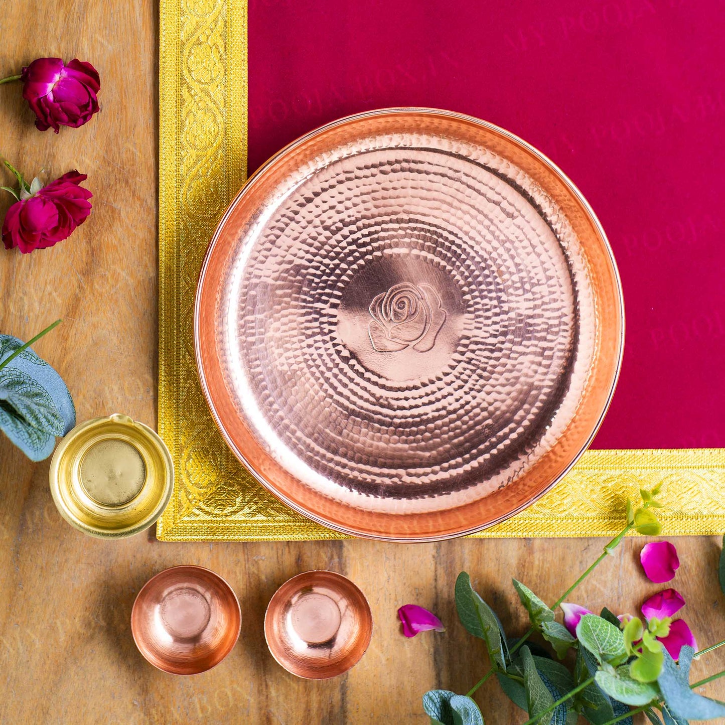 Divinity Pooja Thali Set - Rose Gold