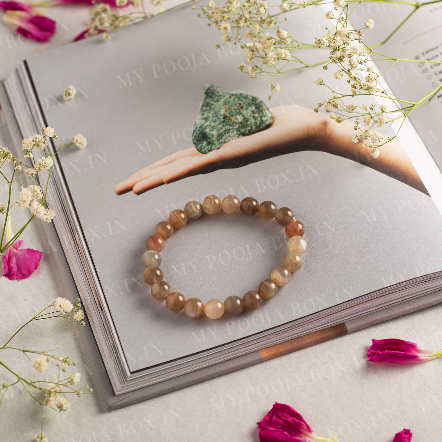 Peach Moonstone Bracelet⎮Strengthens Sixth Sense