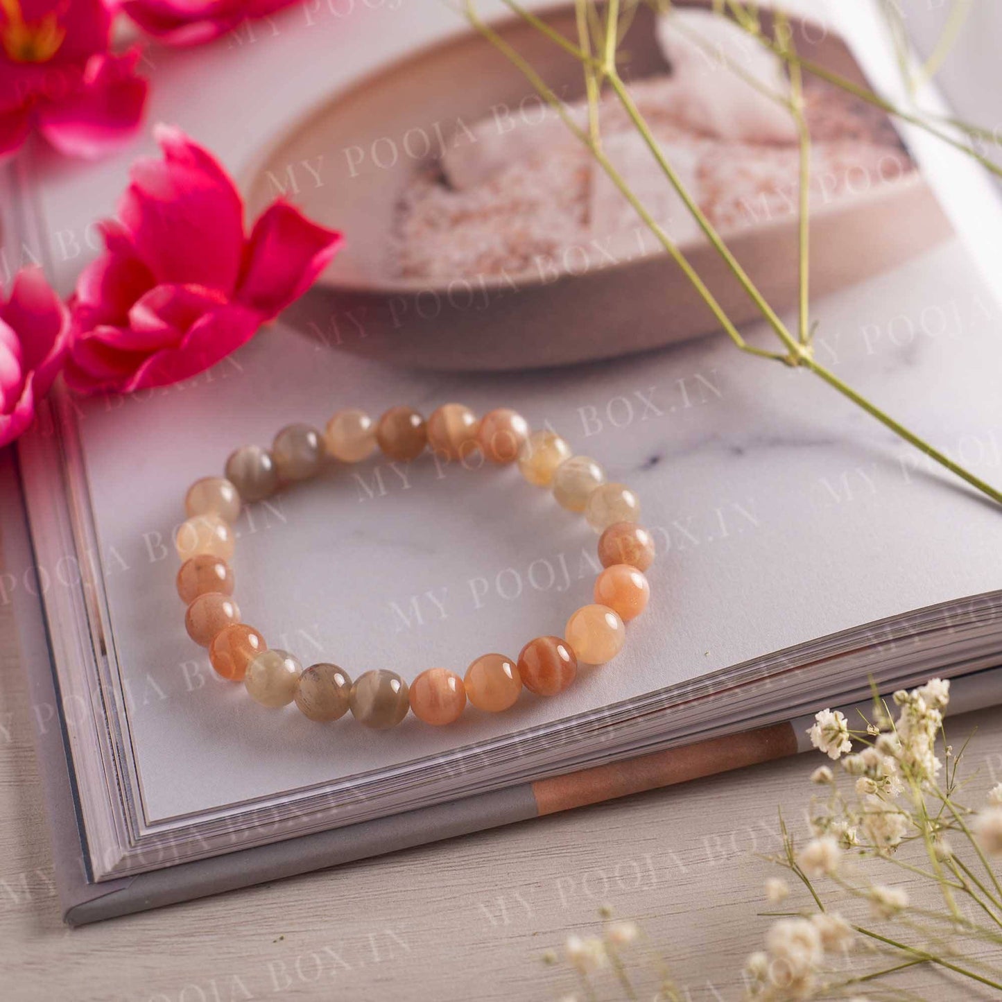 Peach Moonstone Bracelet⎮Strengthens Sixth Sense