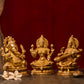 Antique Brass Gold Finish Ganesha Laxmi and Saraswati Idol