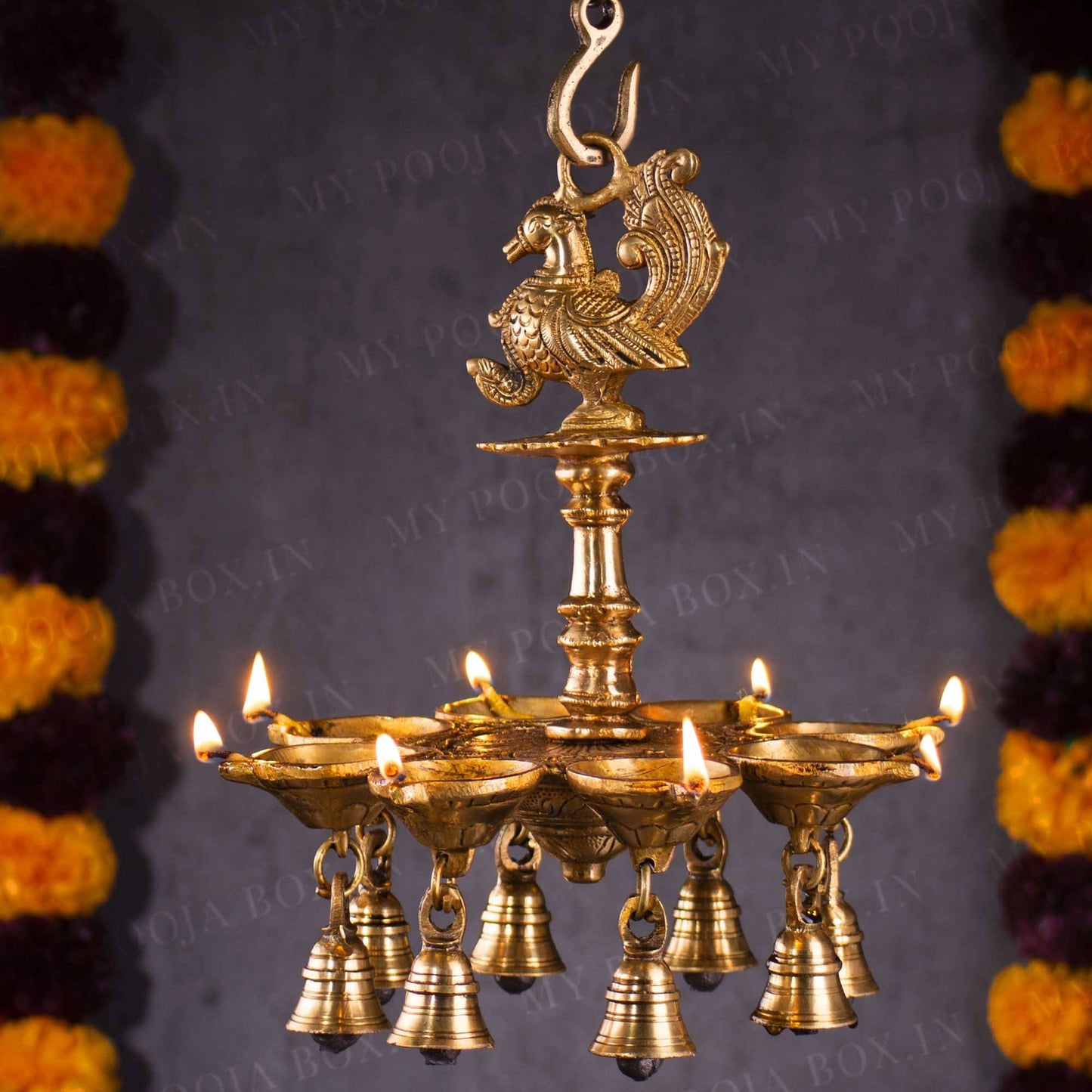 Peacock Brass Handicrafted Hanging Diya