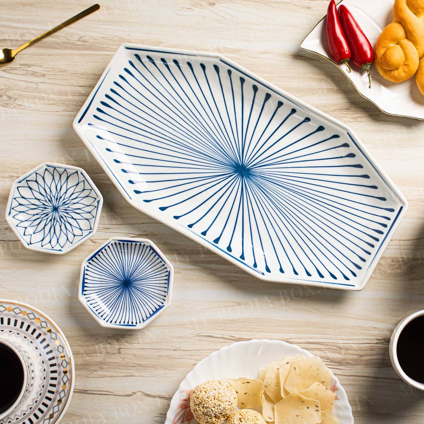 Octagon Pattern Ceramic Platter