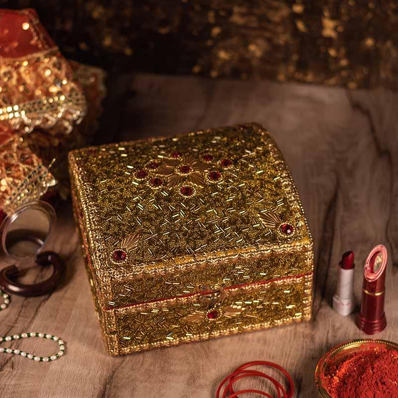 Antique Jewellery Box with Zari Work