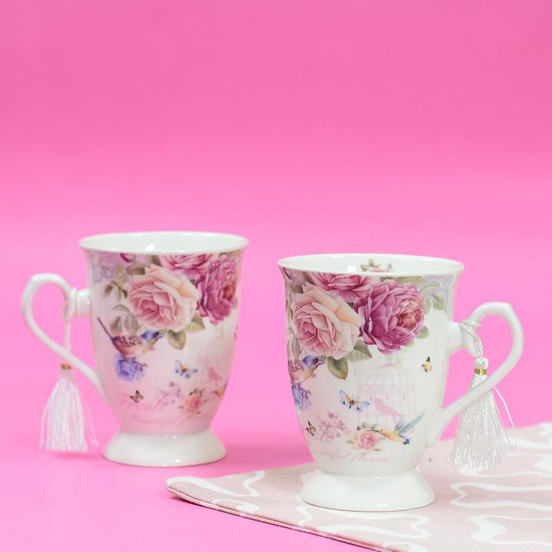 Flower Theme Vintage Tea Cups (Set of 2)