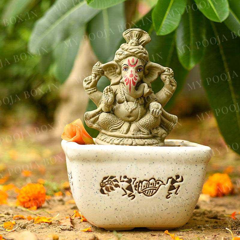 6INCH Eco-Friendly Clay Ganpati | Plant-A-Ganesha