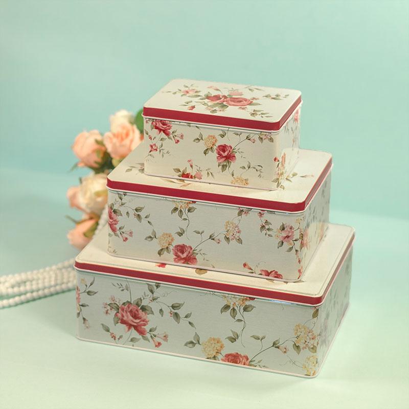 Flora Rectangle Tin Case Set of 3