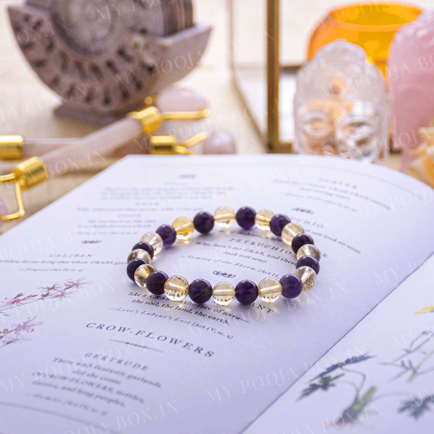 Citrine & Amethyst Healing Crystal Bracelet ⎮ Spirituality & Success
