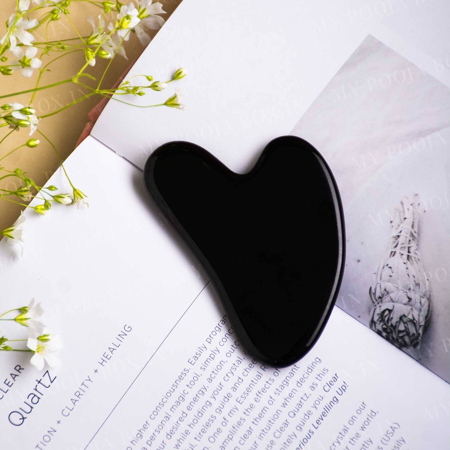 Natural Black Obsidian Gua Sha Facial Tool