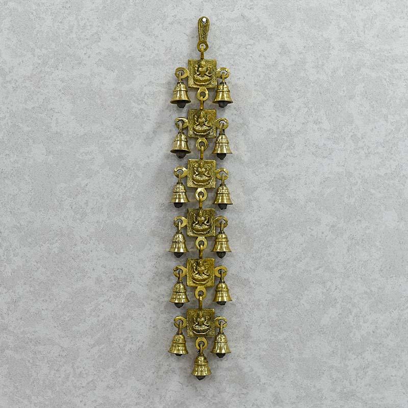 Antique Brass 13 Bell Wall Hanging With Laxmi Figurine