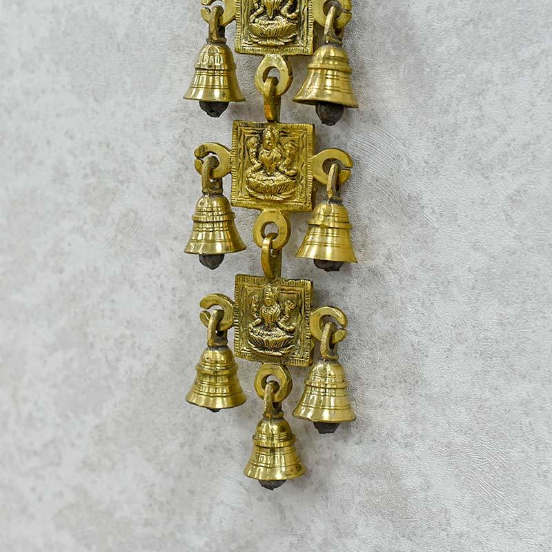 Antique Brass 13 Bell Wall Hanging With Laxmi Figurine