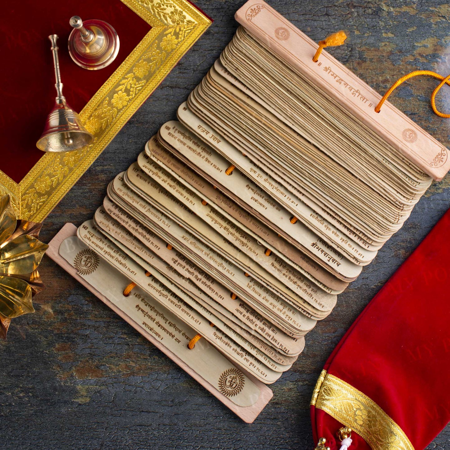 Vintage Handcrafted Palm Leaf Shrimad Bhagvad Gita Scroll