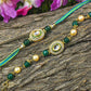 Lush Green Kundan Bhaiya Bhabhi Rakhi