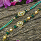 Lush Green Kundan Bhaiya Bhabhi Rakhi