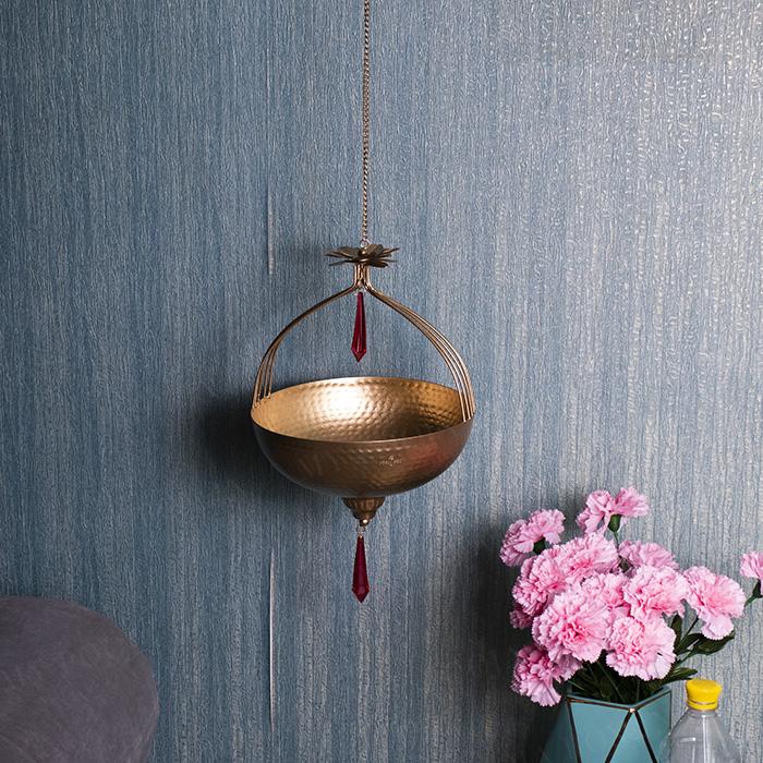 Ziba Brass Finish Hanging Urli