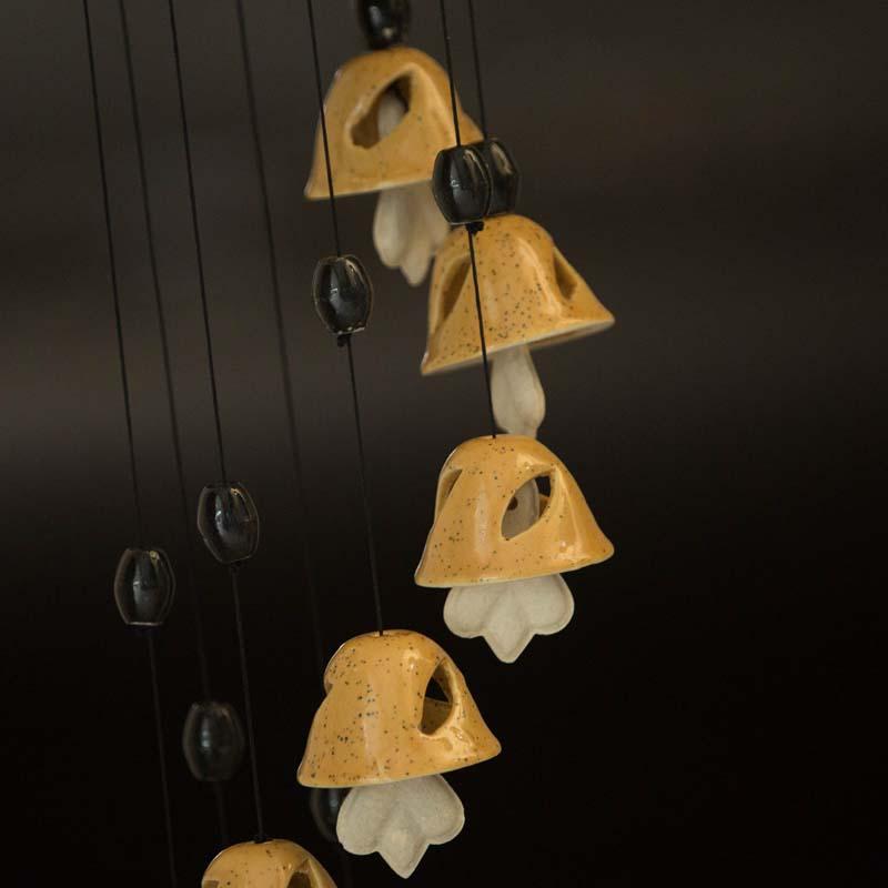 Exquisite Handmade Ceramic Yellow Wind Chime