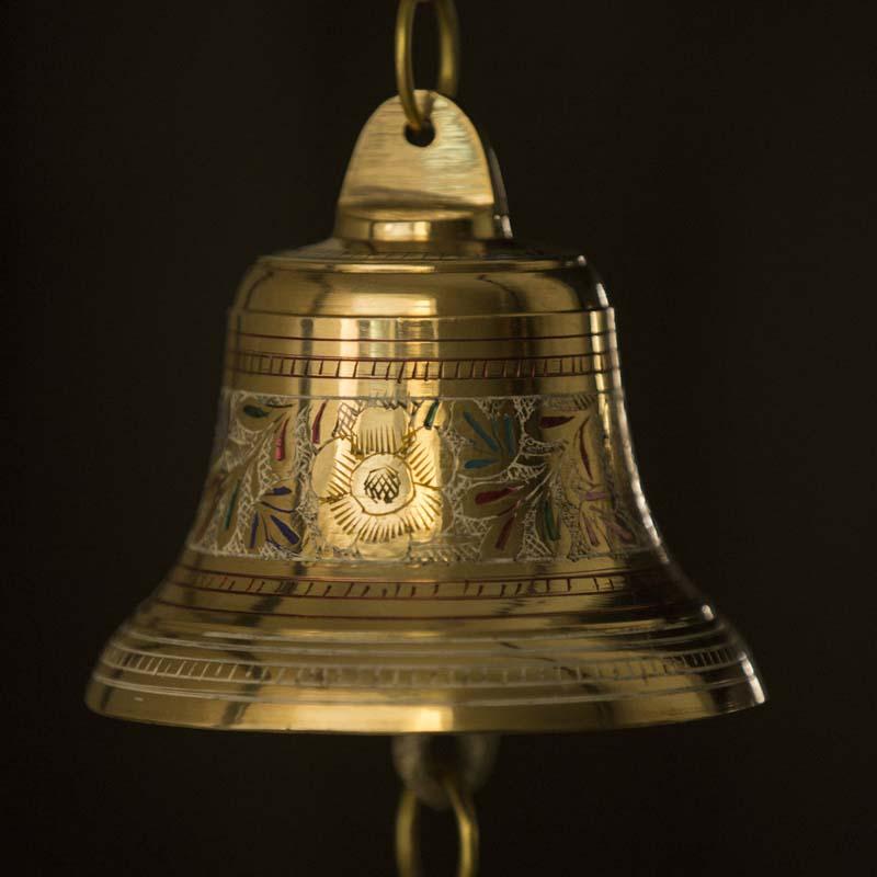 Elegant Handcrafted Brass Bell with Floral Patterns