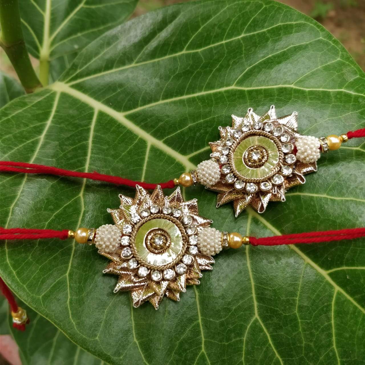 Fancy Jewel Gota Patti Rakhi Set of 2