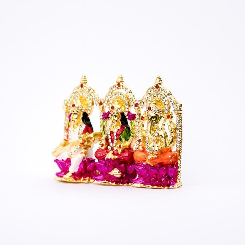 Multicolor Saraswati Lakshmi Ganesh Idol