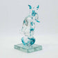 Elegant Ganesh Glass Idol in Blue with Swastik