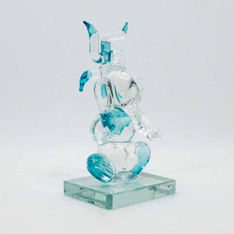 Elegant Ganesh Glass Idol in Blue with Swastik