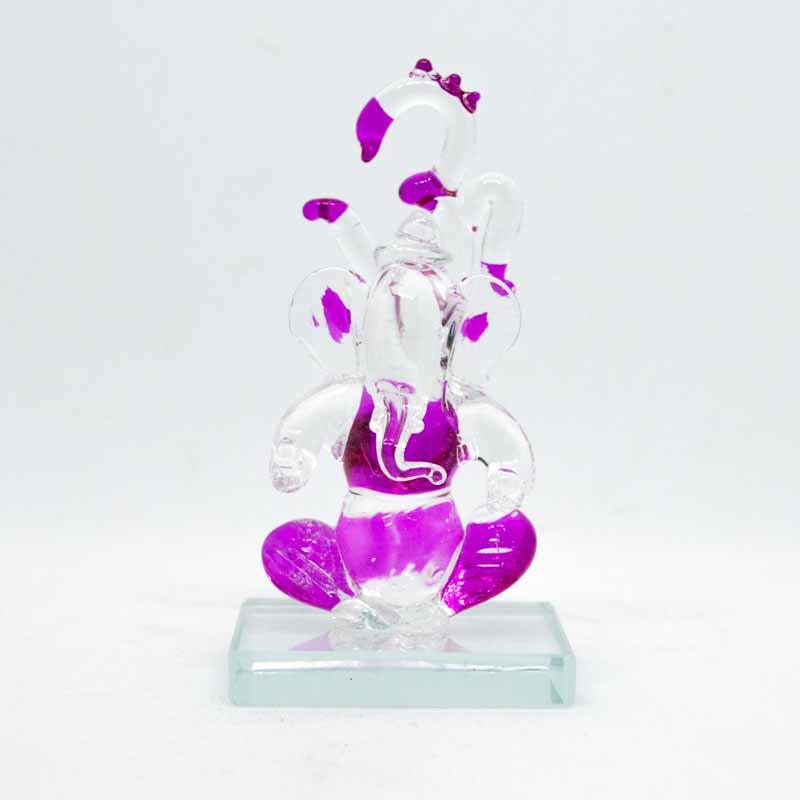 Decorative Ganeshji Glass Idol in Fuchsia with OM