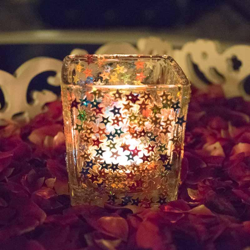 Dazzling Starry Glass Candle | Tealight Holder