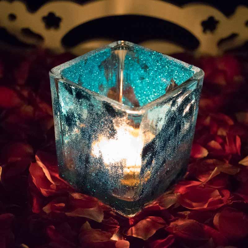 Decorative Glitter Glass Candle | Tealight Holder