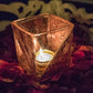 Decorative Diagonal Pink Glitter Glass Candle | Tealight Holder