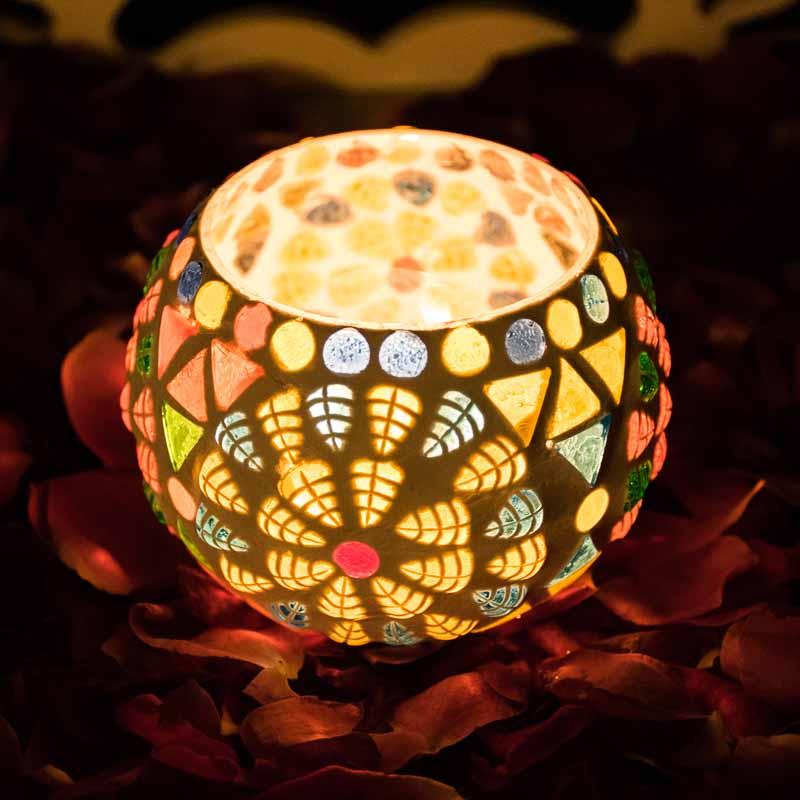Colorful Mosaic Glass Candle Holder