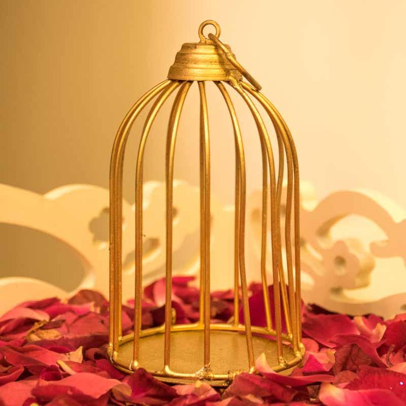Golden Birdcage Tealight Candle Holder | Lantern