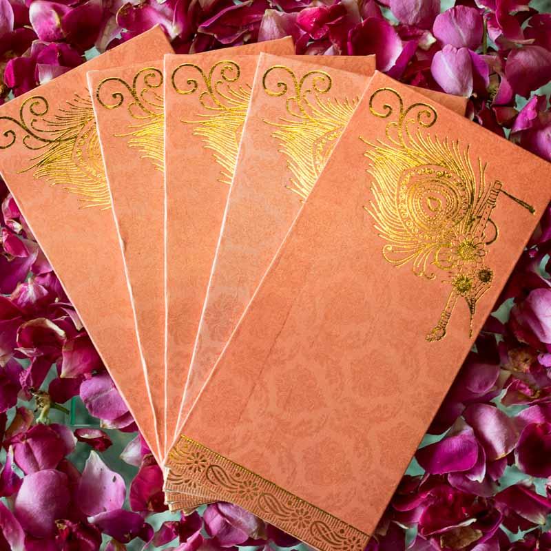 Orange Shagun Envelope (Pack of 5)