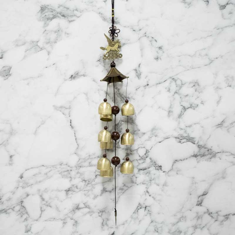 Feng Shui Buddha Metal Coin Bell Wind Chime with Horse Trinkets
