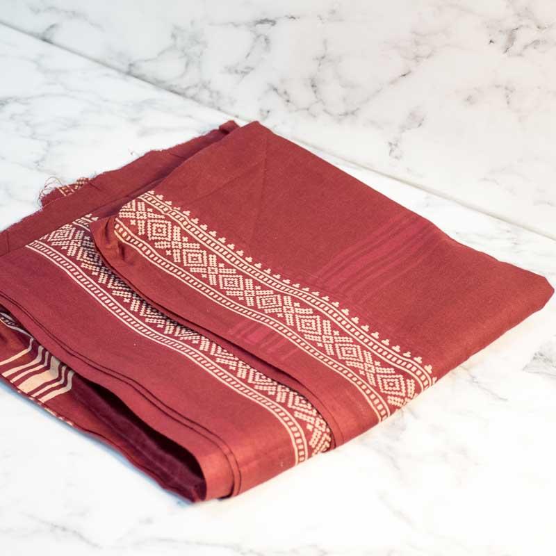 Ajrakh Border Print Cotton Maroon Dupatta